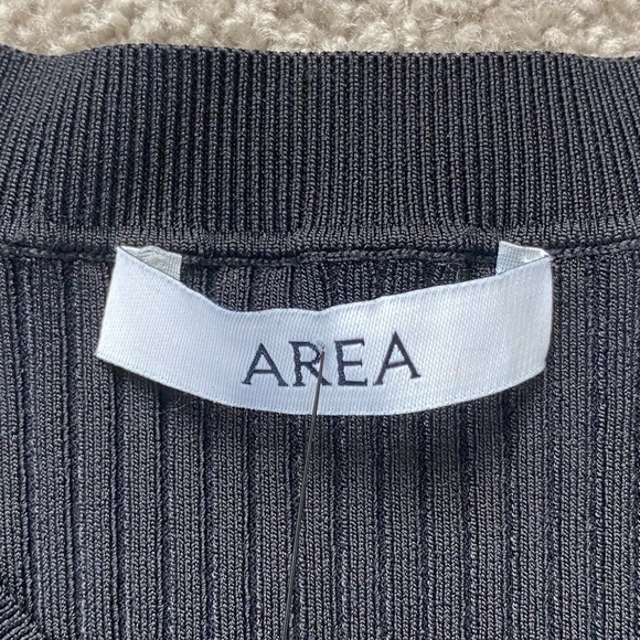 NWT Area Crystal Embellish Wavy Cuff Rib Bodysuit - Picture 10 of 13